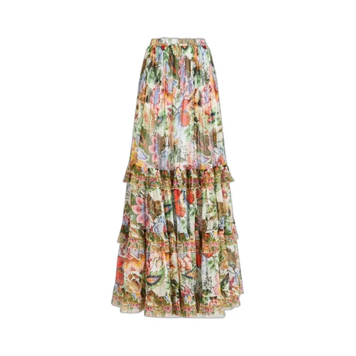 Floral Printed Pleated Midi Skirt