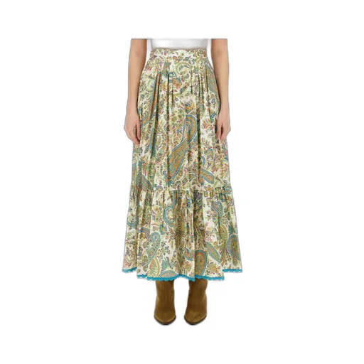 Paisley-Printed Belted Skirt