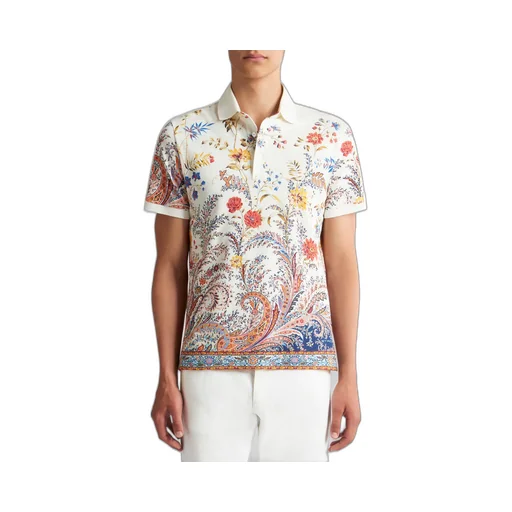 Floral Paisley-Print Straight Hem Polo Shirt