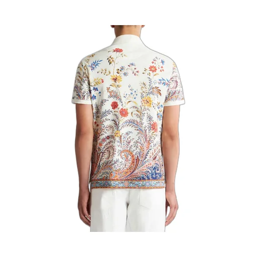 Floral Paisley-Print Straight Hem Polo Shirt