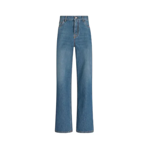 High-Waist Pegaso-Embroidered Wide-Leg Jeans