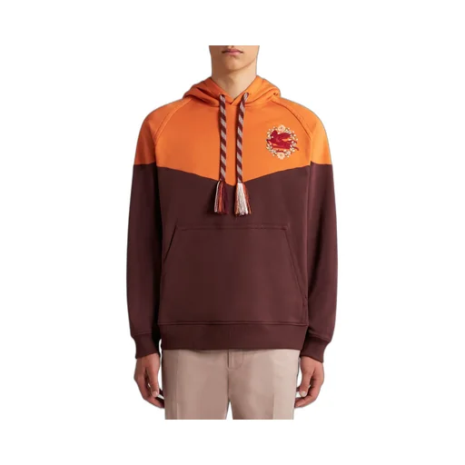 Pegaso-Embroidered Two-Toned Drawstring Hoodie