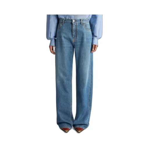 High-Waist Pegaso-Embroidered Wide-Leg Jeans