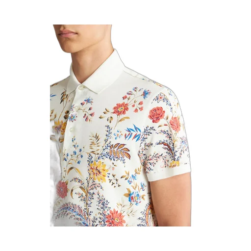 Floral Paisley-Print Straight Hem Polo Shirt