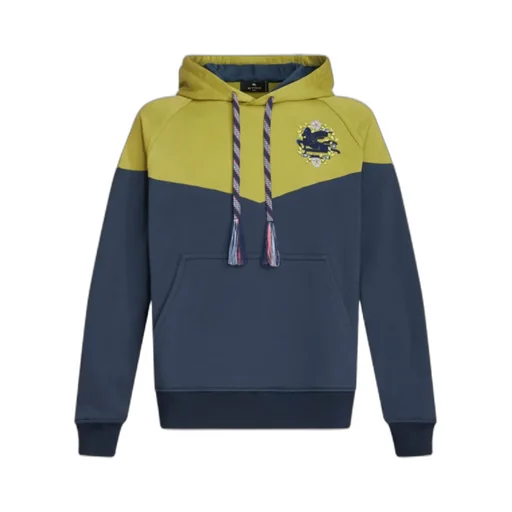 Pegaso-Embroidered Two-Toned Drawstring Hoodie