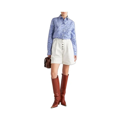 Chevron High-Waist Bermuda Shorts