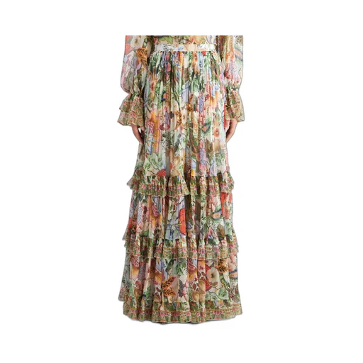 Floral Printed Pleated Midi Skirt