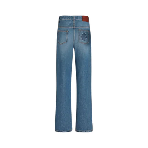 High-Waist Pegaso-Embroidered Wide-Leg Jeans