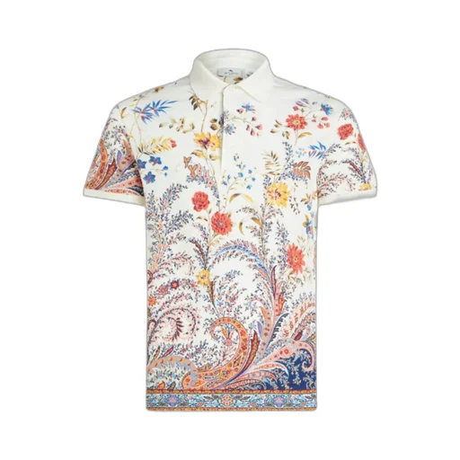 Floral Paisley-Print Straight Hem Polo Shirt