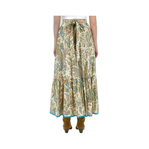 Paisley-Printed Belted Skirt