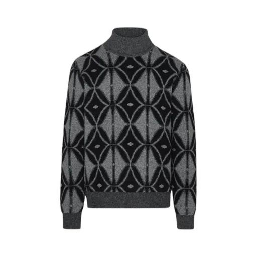 Pattern Intarsia Roll-Neck Knitted Jumper