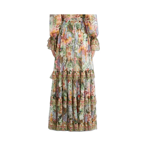 Floral Printed Pleated Midi Skirt