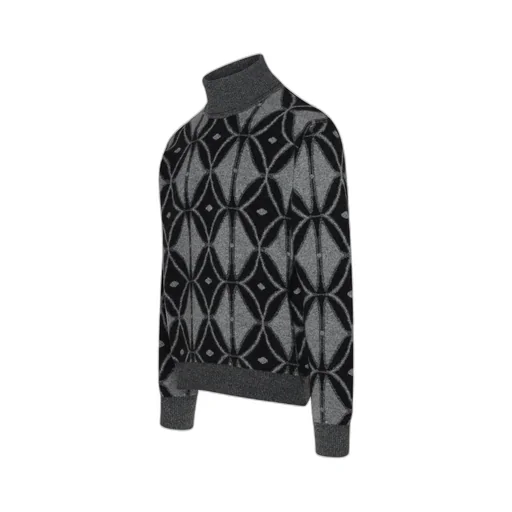 Pattern Intarsia Roll-Neck Knitted Jumper