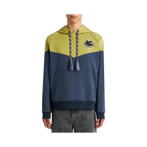 Pegaso-Embroidered Two-Toned Drawstring Hoodie