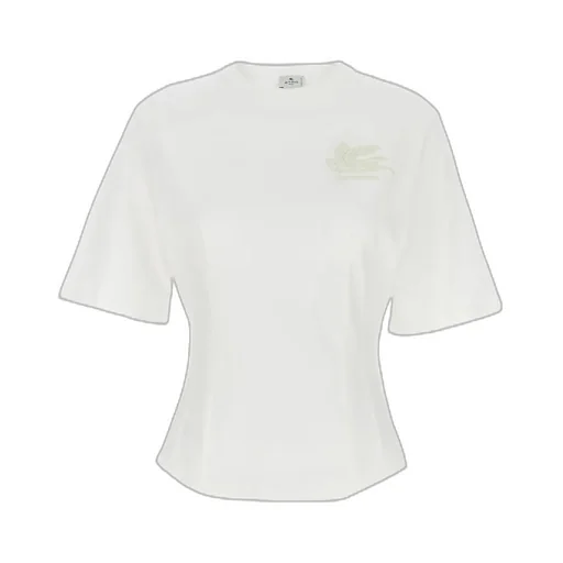 Pegaso-Motif Crewneck Cropped T-Shirt