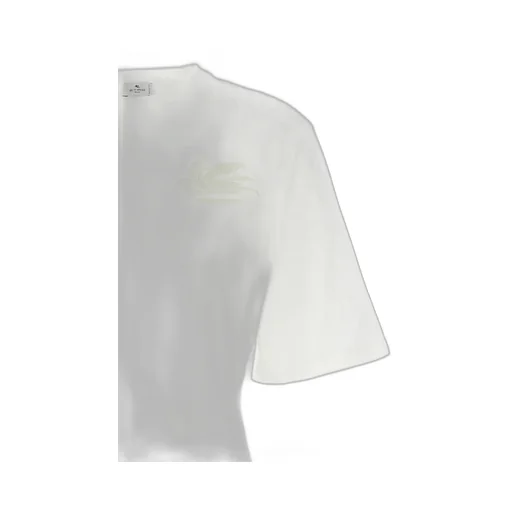 Pegaso-Motif Crewneck Cropped T-Shirt