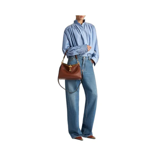 High-Waist Pegaso-Embroidered Wide-Leg Jeans