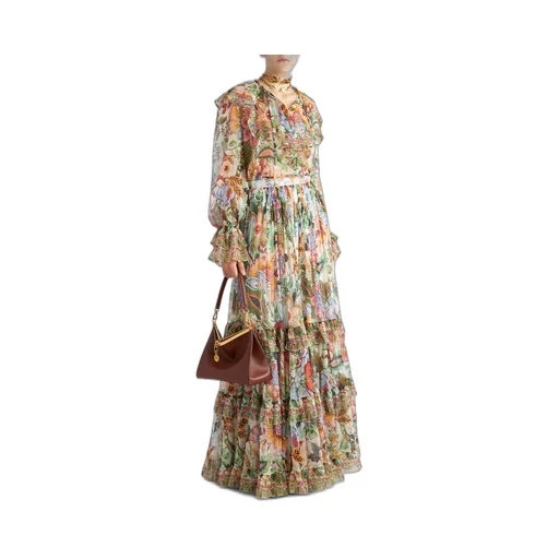 Floral Printed Pleated Midi Skirt