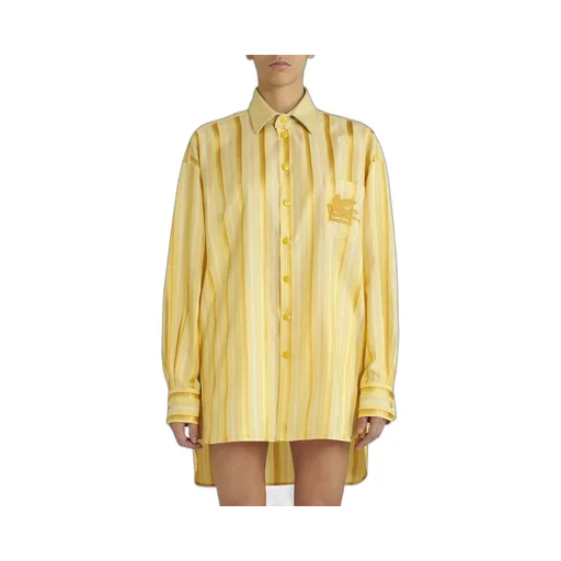 Logo Embroidered Striped Shirt Dress