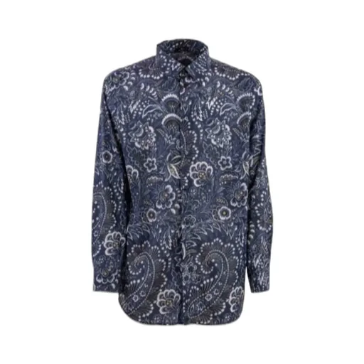Pattern-Printed Button-Up Shirt