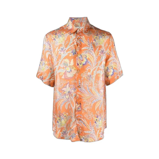 Paisley Print Collared Button-Up Shirt