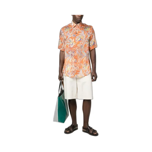 Paisley Print Collared Button-Up Shirt