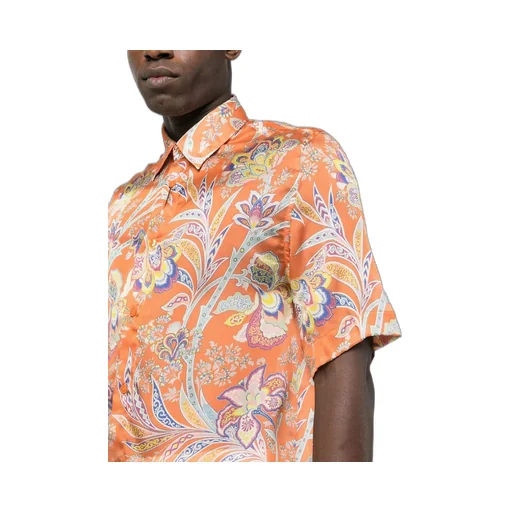 Paisley Print Collared Button-Up Shirt