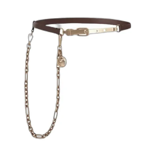 Leather Belt With Chain And Medallion