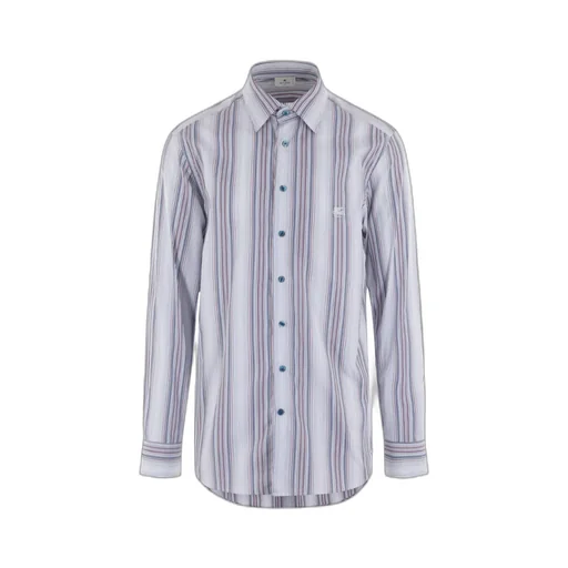 Stripe Pattern Logo Embroidered Shirt