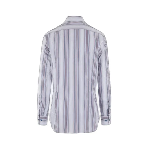 Stripe Pattern Logo Embroidered Shirt