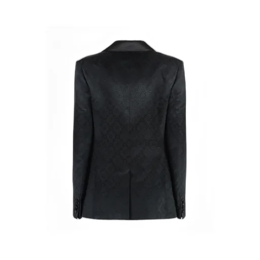 Patterned Jacquard Double-Breasted Blazer