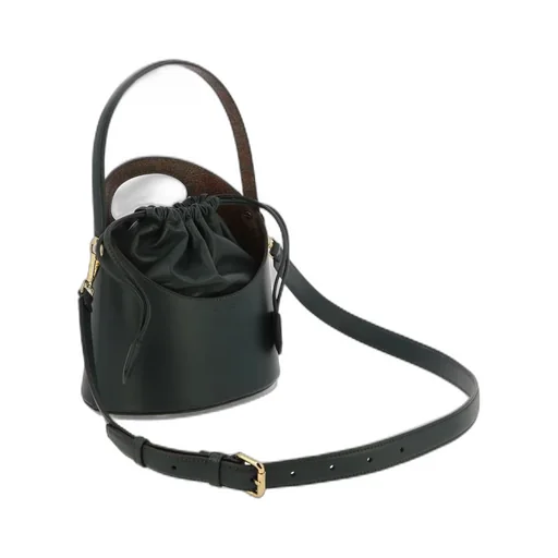 Saturno Logo Embossed Drawstring Bucket Bag