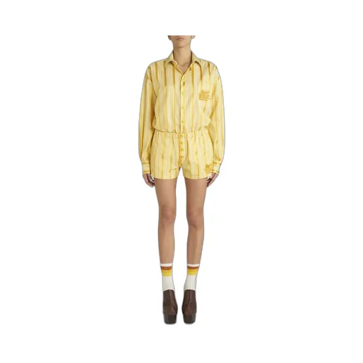 Logo Embroidered Striped Shirt Dress