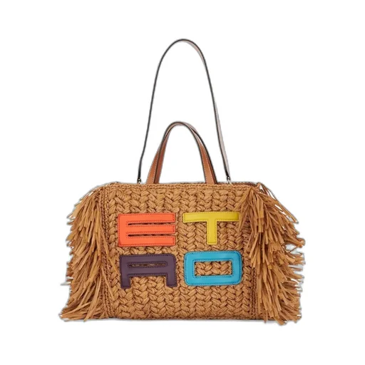 Logo Patch Fringed Edge Tote Bag