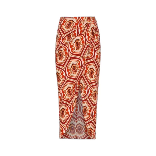 Graphic Printed Ruched Sarong Skirt