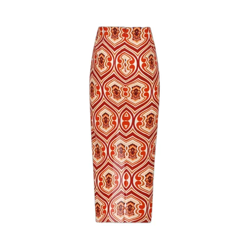 Graphic Printed Ruched Sarong Skirt