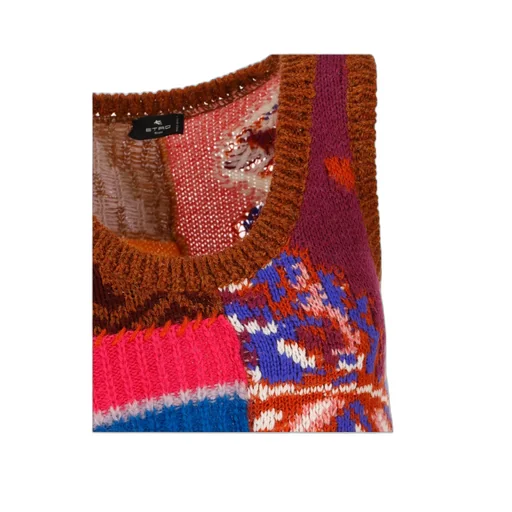 Long Patchwork Knitted Sleeveless Dress