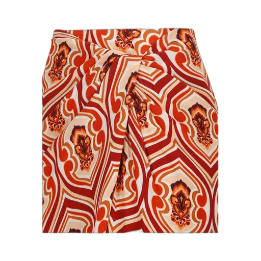 Graphic Printed Ruched Sarong Skirt