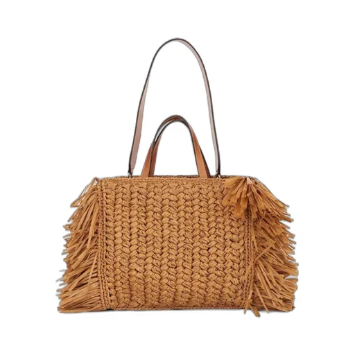 Logo Patch Fringed Edge Tote Bag