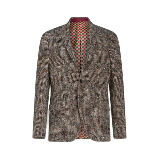 Single-Breasted Checked Blazer