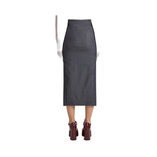 Striped Midi Pencil Skirt