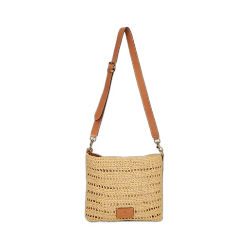 Perforated Logo Patch Woven Shoulder Bag