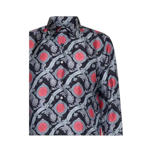 Pattern Printed Straight Hem Shirt