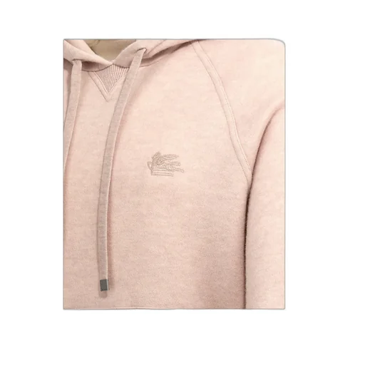 Logo Embroidered Knit Drawstring Hoodie