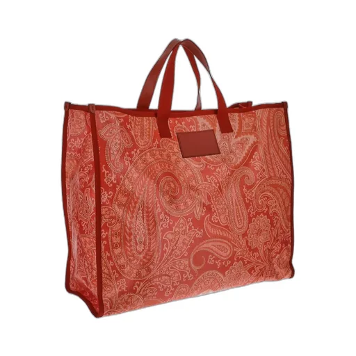 Paisley Printed Logo Patch Tote Bag