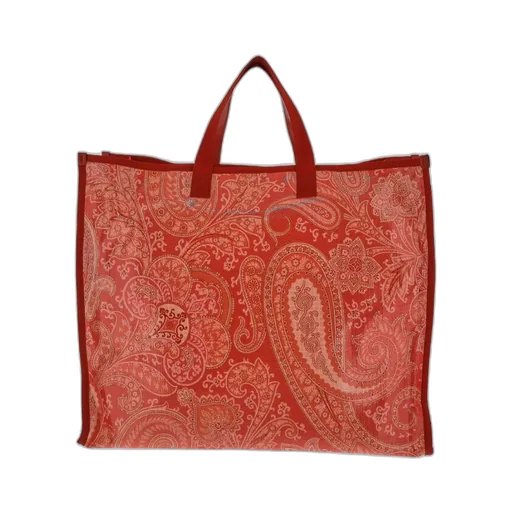 Paisley Printed Logo Patch Tote Bag