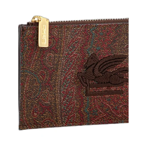 Pegaso Motif Embroidered Zipped Wallet