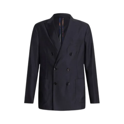 Pinstriped Double-Breasted Blazer