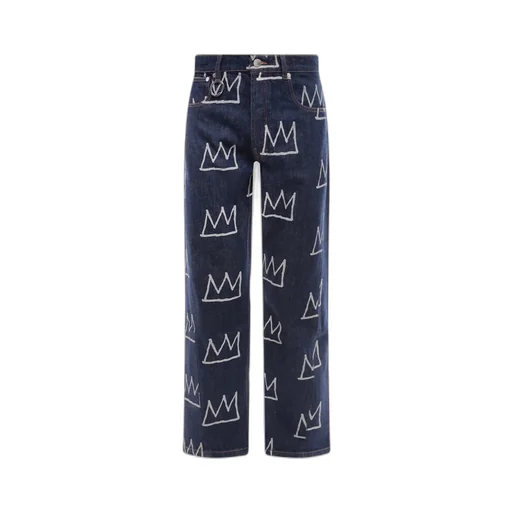 Crown Printed Logo Patch Jeans