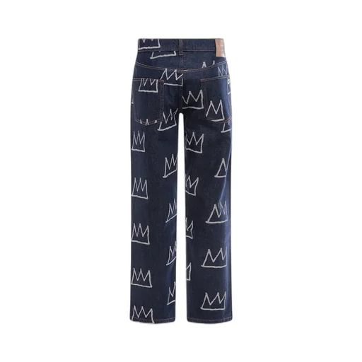 Crown Printed Logo Patch Jeans